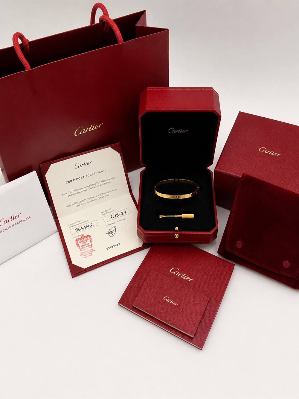 Cartier LOVE Bracelet Small Model 18K Yellow Gold - FULL Set